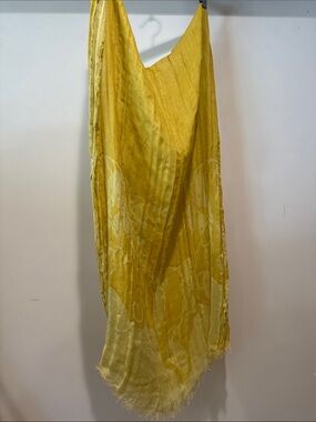 Eileen Fisher Yellow Sheer Fringed Scarf